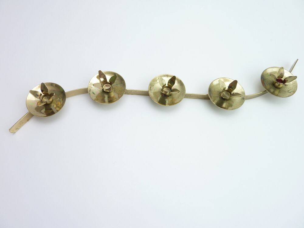 Vintage 5 Light Candelabra Gold Tone Floral Candle Holder Centerpiece 16"